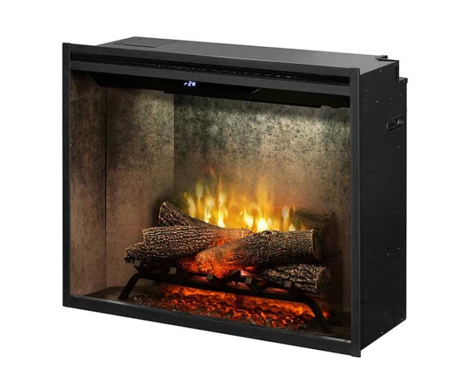 Dimplex Revillusion 30-inch Built-in Firebox with Glass Pane and Plug Kit, Weathered Concrete (RBF30WC-FG)