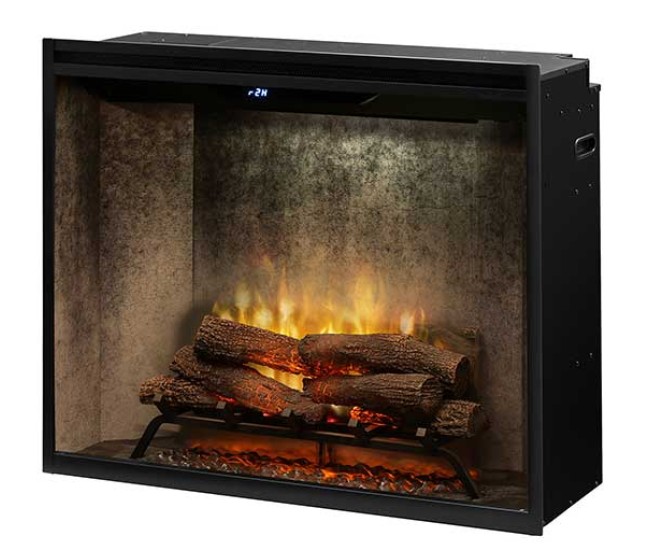 Dimplex Revillusion 36-inch Portrait Built-in Firebox with Glass Pane and Plug Kit, Weathered Concrete (RBF36PWC-FG)