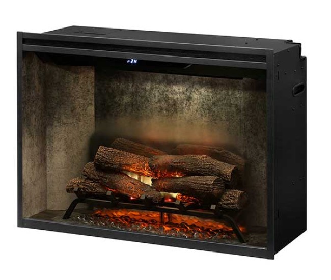 Dimplex Revillusion 36-inch Built-in Firebox with Glass Pane and Plug Kit, Weathered Concrete (RBF36WC-FG)